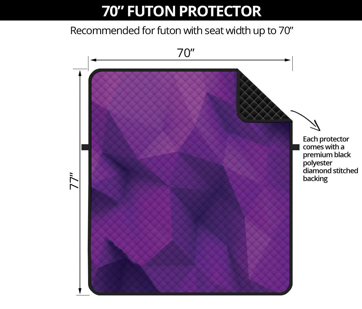 Purple Polygonal Geometric Print Futon Protector