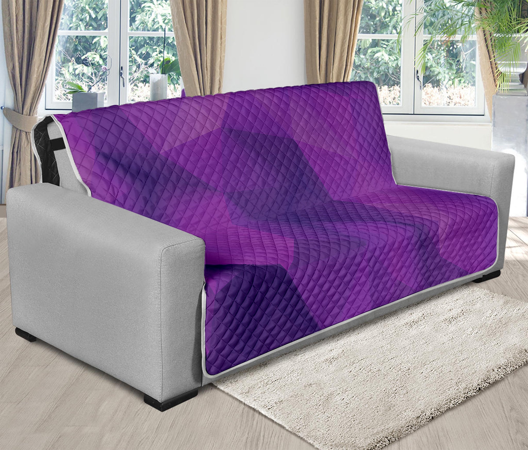 Purple Polygonal Geometric Print Futon Protector