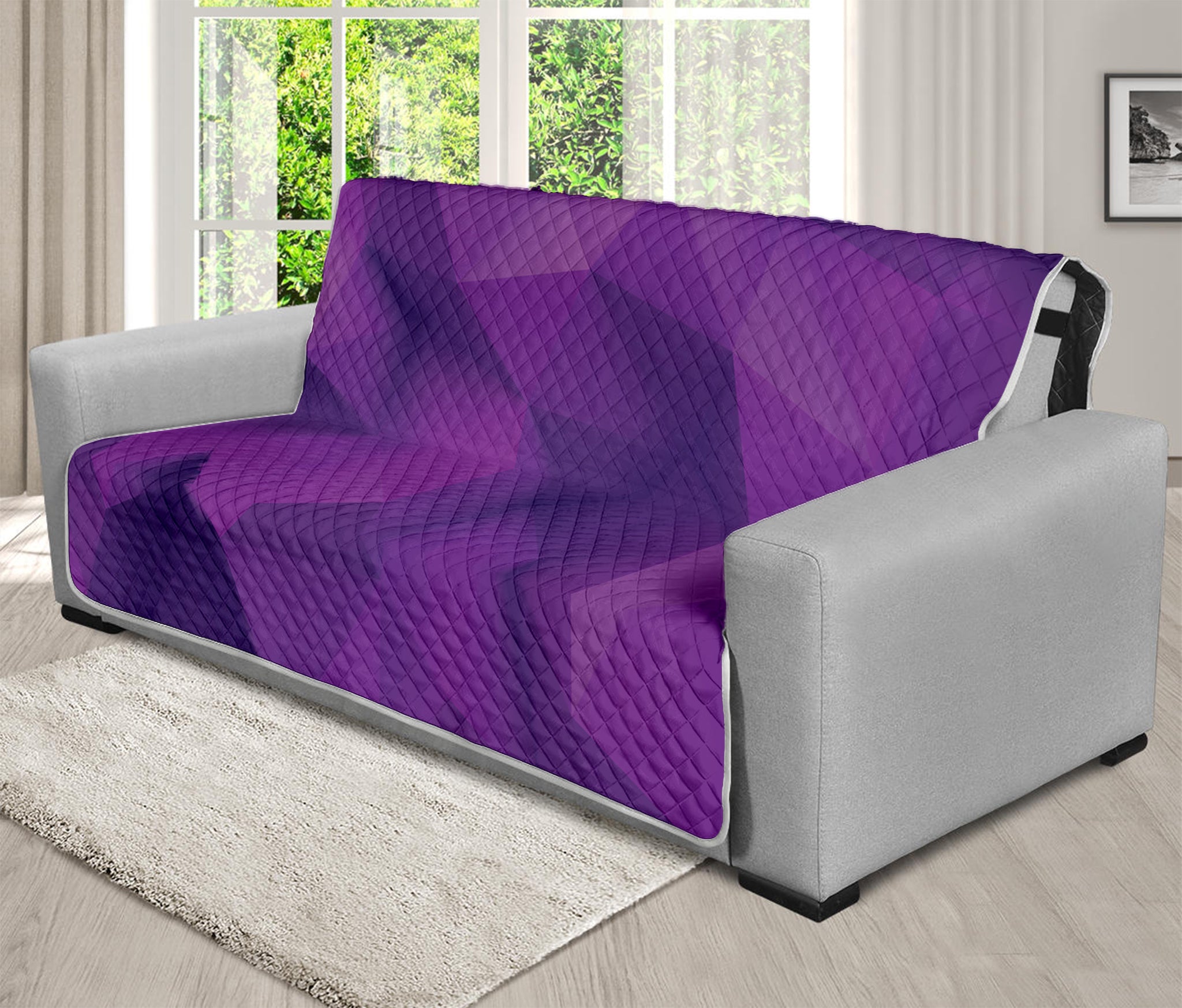 Purple Polygonal Geometric Print Futon Protector