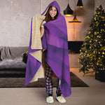 Purple Polygonal Geometric Print Hooded Blanket