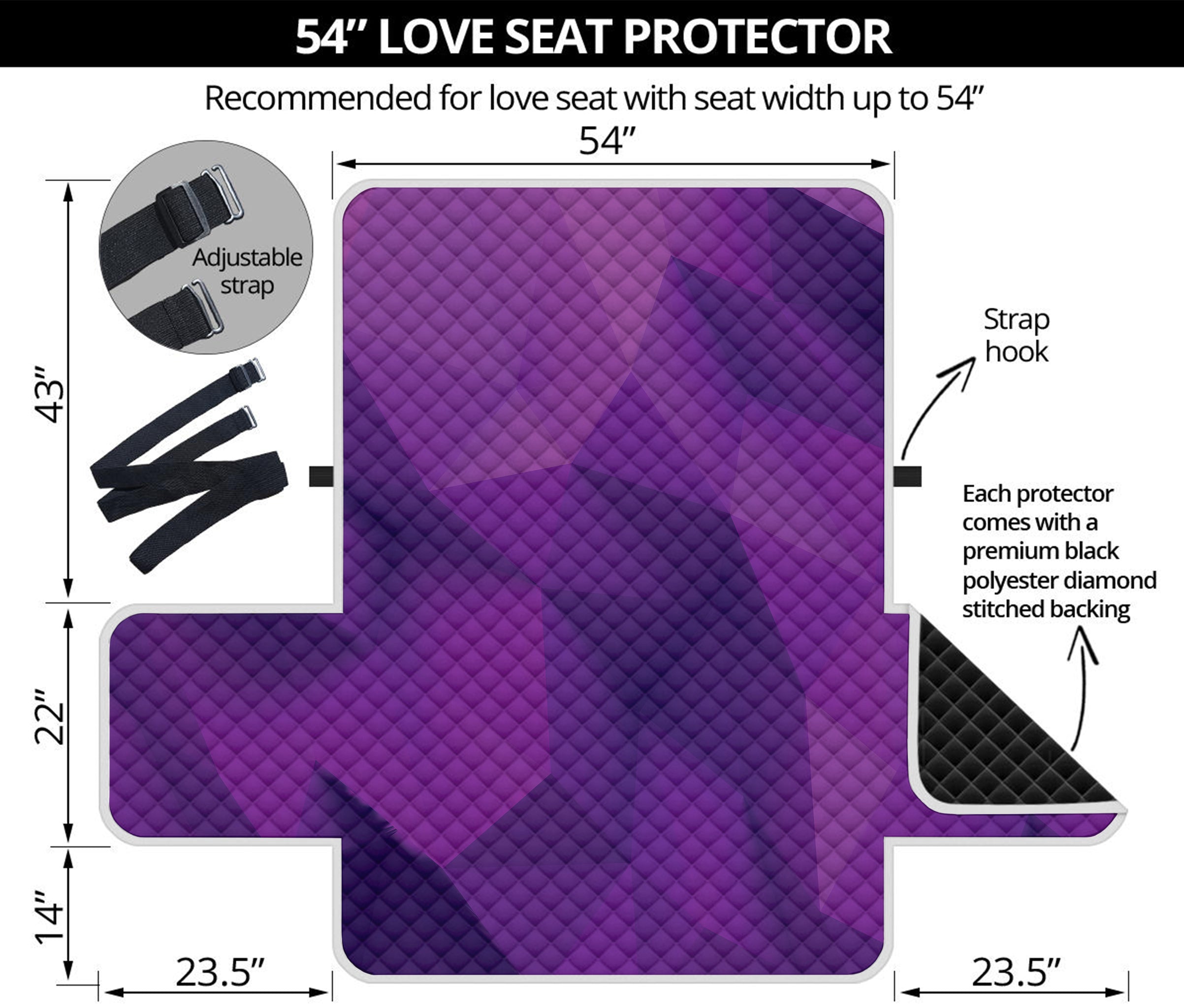 Purple Polygonal Geometric Print Loveseat Protector