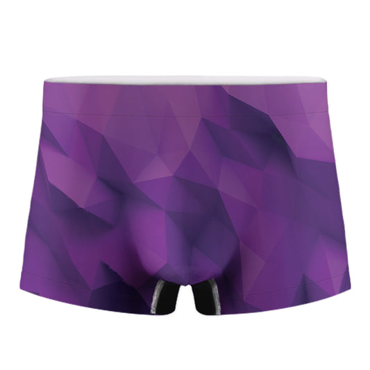 Purple Polygonal Geometric Print Men's Boxer Briefs