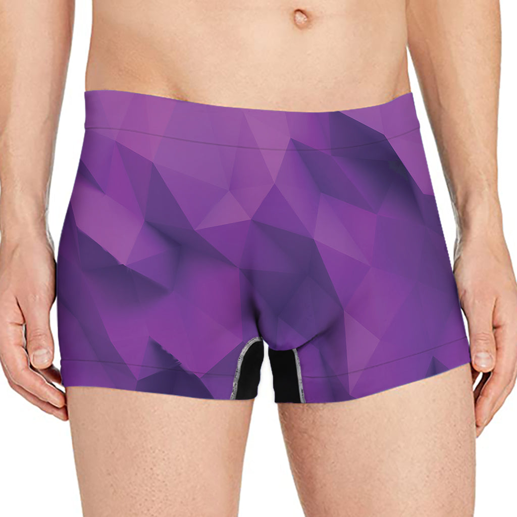 Purple Polygonal Geometric Print Men's Boxer Briefs