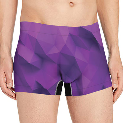 Purple Polygonal Geometric Print Men's Boxer Briefs