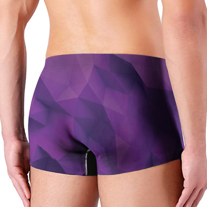 Purple Polygonal Geometric Print Men's Boxer Briefs