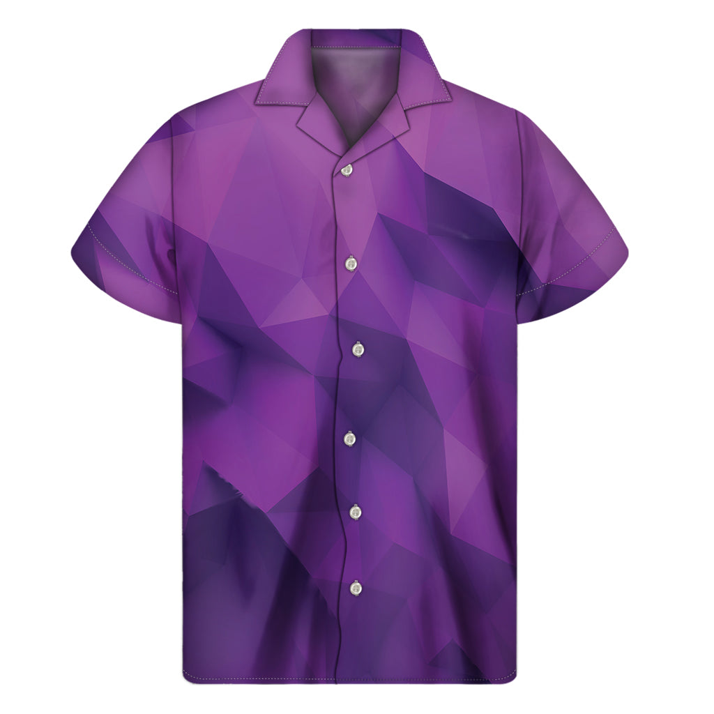 Purple Polygonal Geometric Print Men's Short Sleeve Shirt