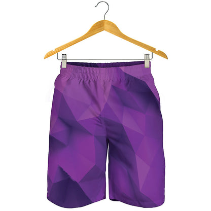 Purple Polygonal Geometric Print Men's Shorts