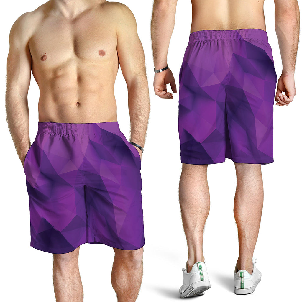 Purple Polygonal Geometric Print Men's Shorts