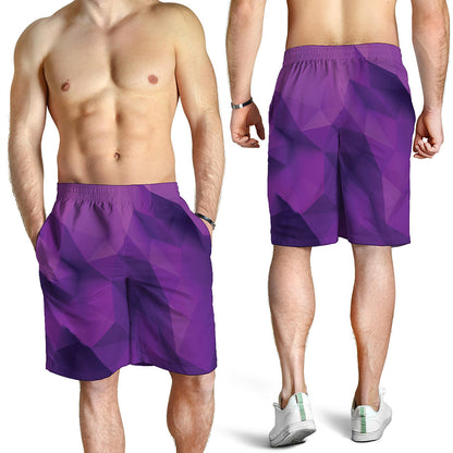 Purple Polygonal Geometric Print Men's Shorts