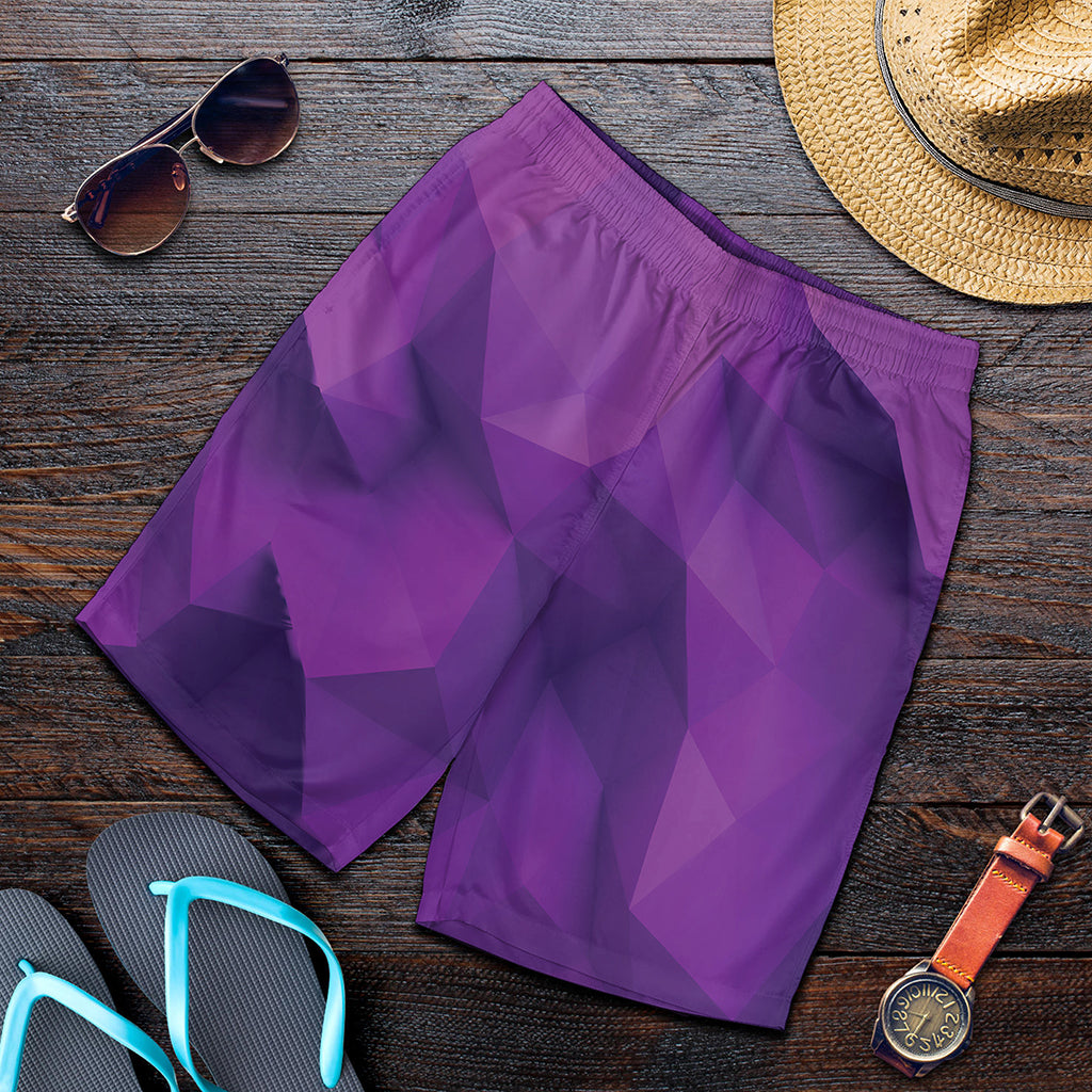 Purple Polygonal Geometric Print Men's Shorts