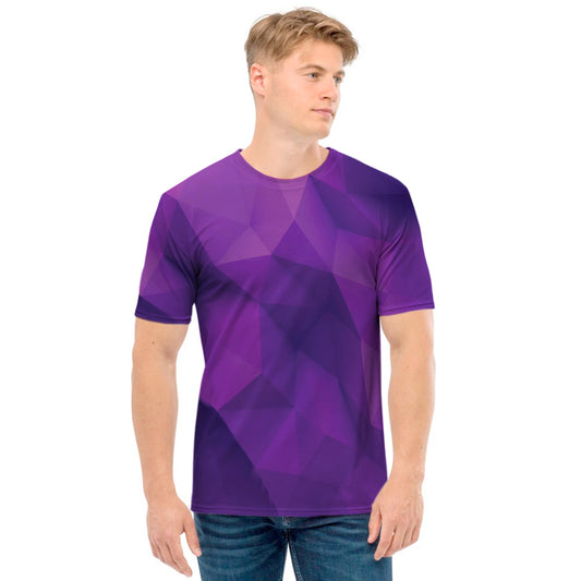 Purple Polygonal Geometric Print Men's T-Shirt