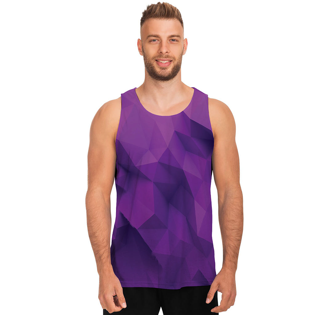 Purple Polygonal Geometric Print Men's Tank Top