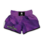 Purple Polygonal Geometric Print Muay Thai Boxing Shorts