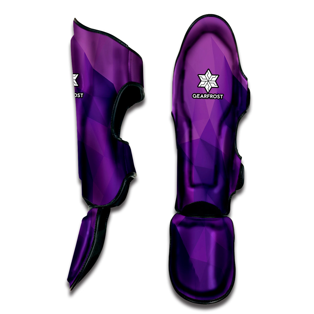Purple Polygonal Geometric Print Muay Thai Shin Guard