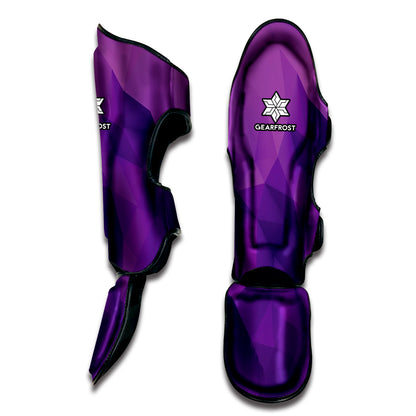 Purple Polygonal Geometric Print Muay Thai Shin Guard