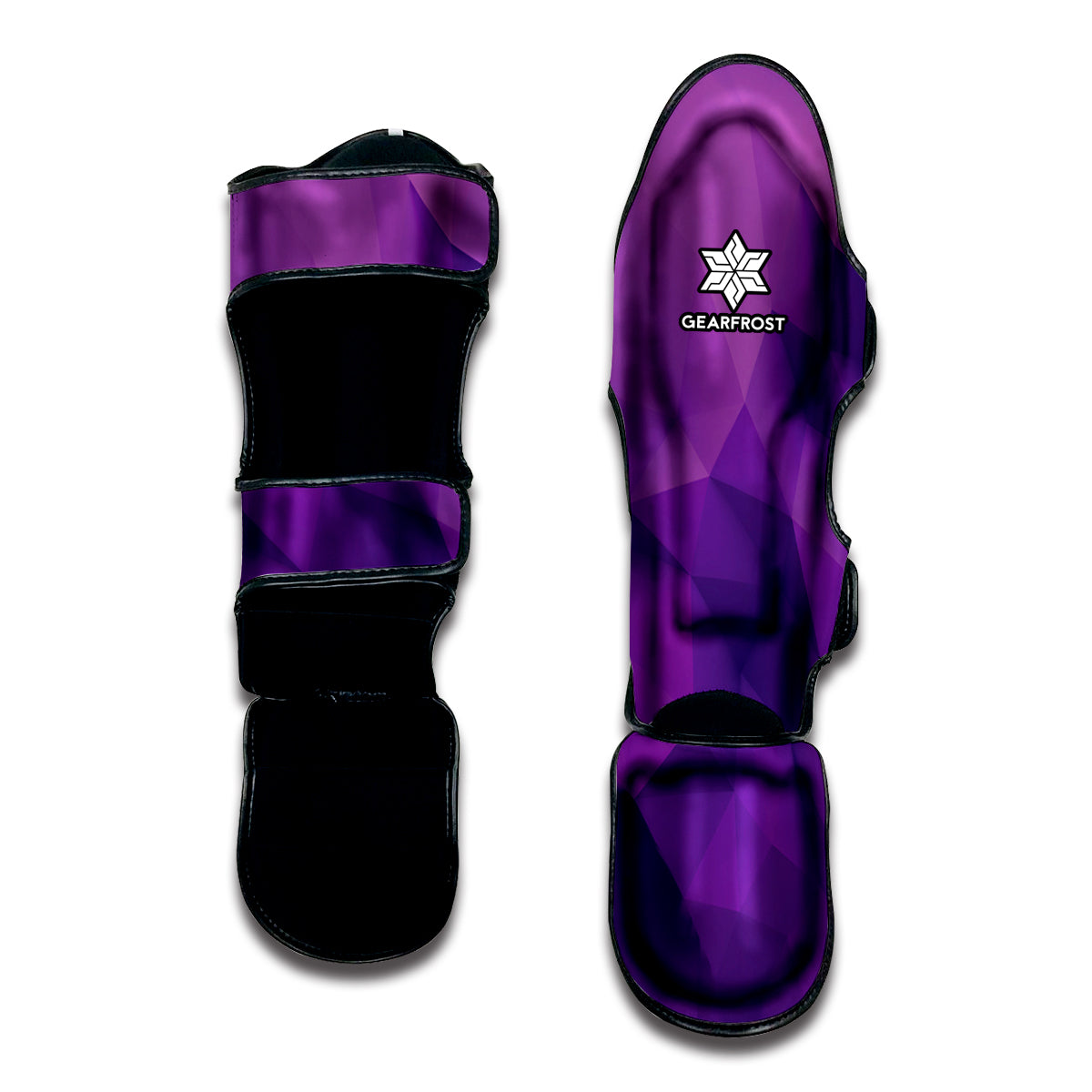 Purple Polygonal Geometric Print Muay Thai Shin Guard