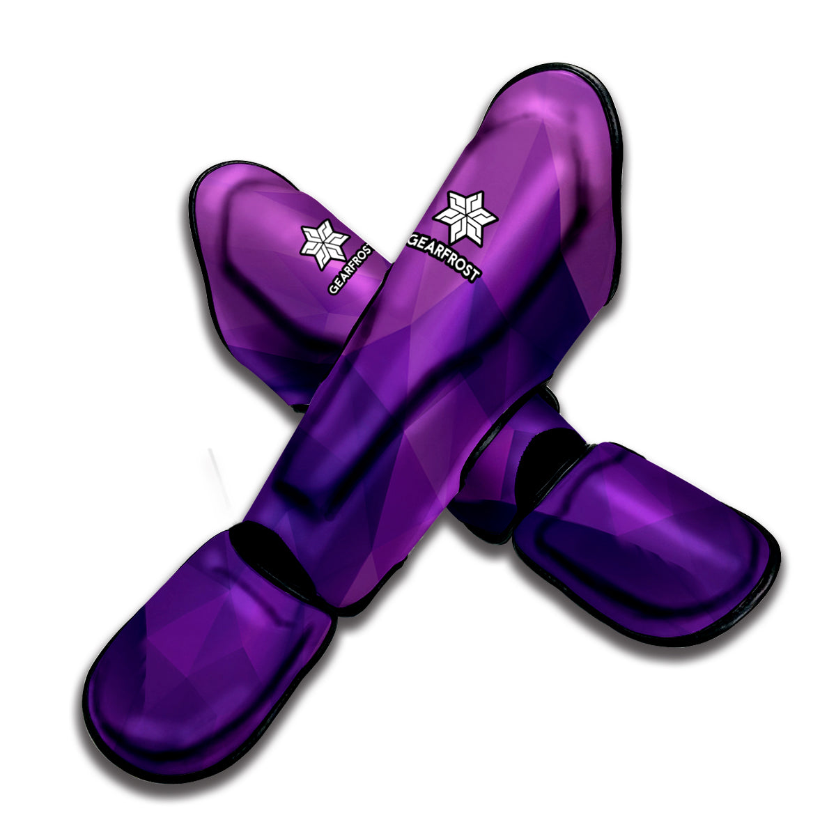 Purple Polygonal Geometric Print Muay Thai Shin Guard