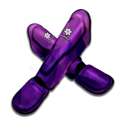 Purple Polygonal Geometric Print Muay Thai Shin Guard