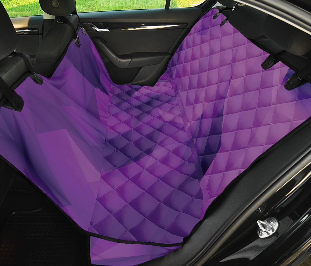 Purple Polygonal Geometric Print Pet Car Back Seat Cover
