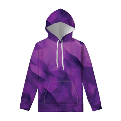 Purple Polygonal Geometric Print Pullover Hoodie