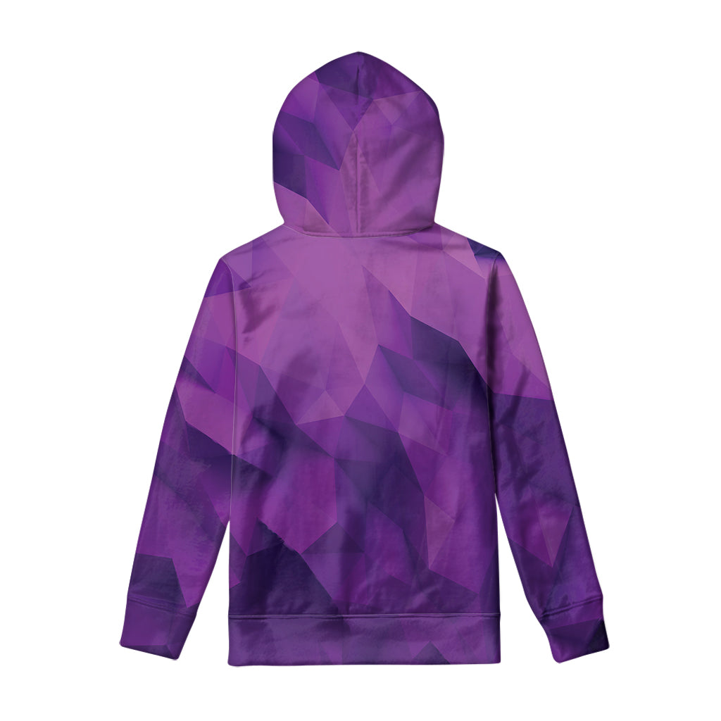 Purple Polygonal Geometric Print Pullover Hoodie