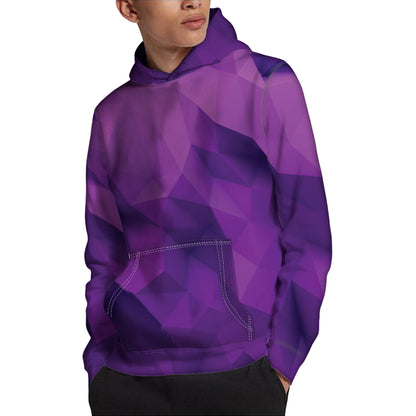 Purple Polygonal Geometric Print Pullover Hoodie