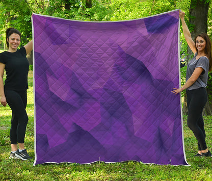 Purple Polygonal Geometric Print Quilt