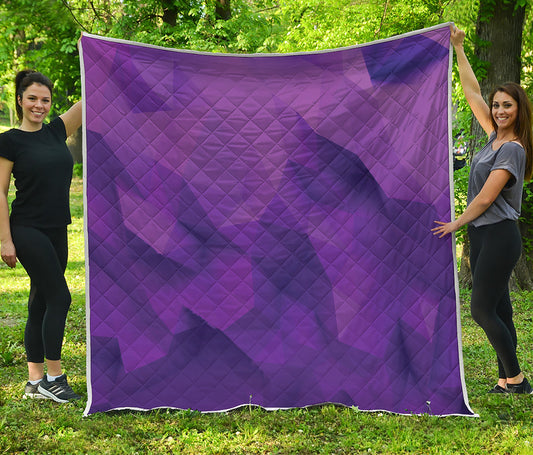 Purple Polygonal Geometric Print Quilt