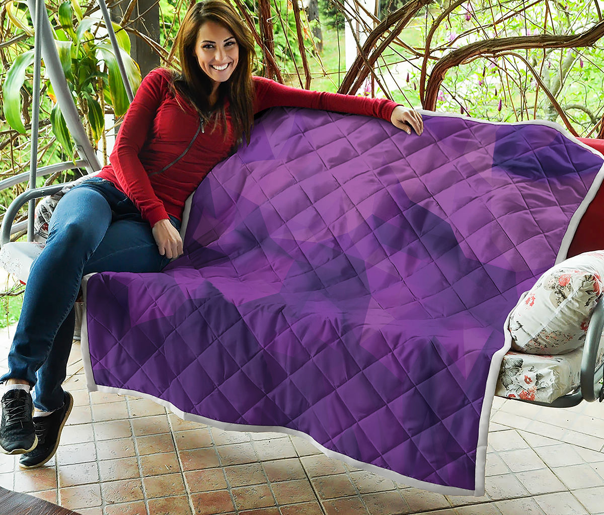 Purple Polygonal Geometric Print Quilt