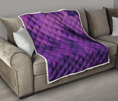 Purple Polygonal Geometric Print Quilt