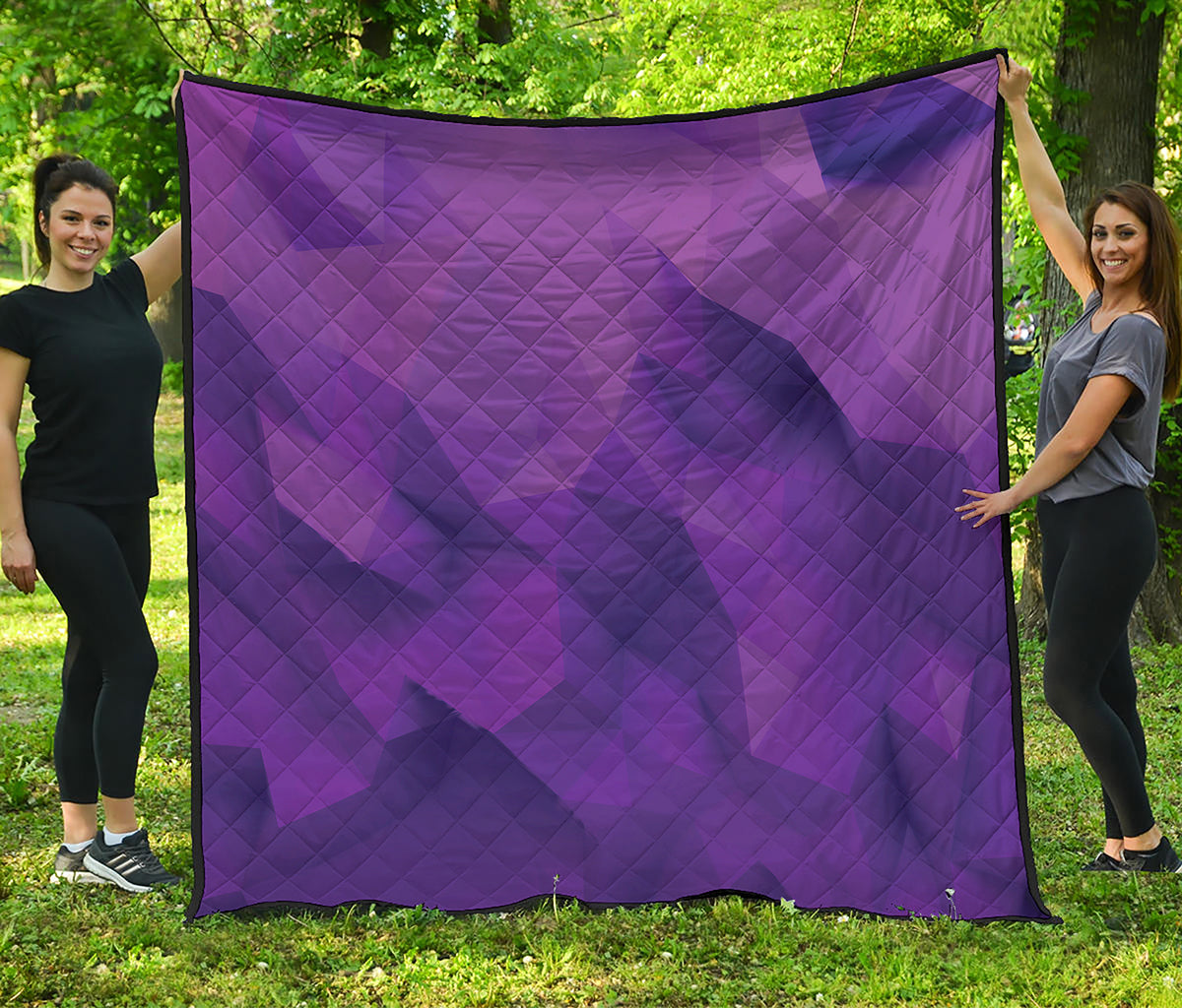 Purple Polygonal Geometric Print Quilt