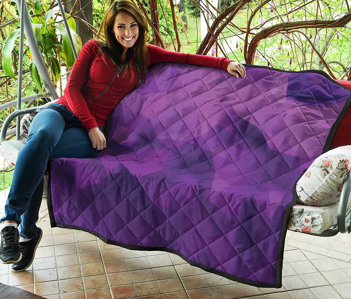 Purple Polygonal Geometric Print Quilt