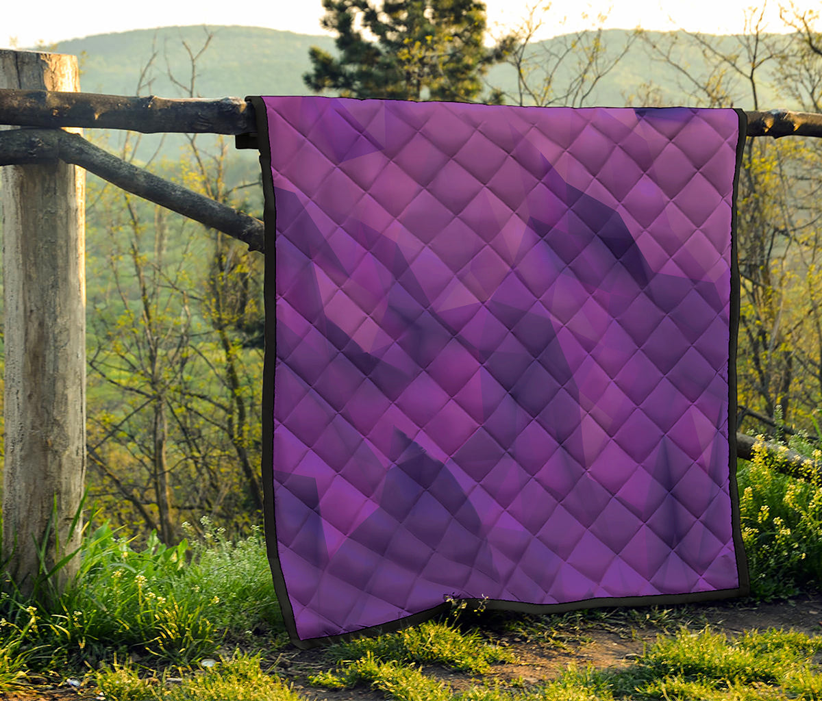 Purple Polygonal Geometric Print Quilt