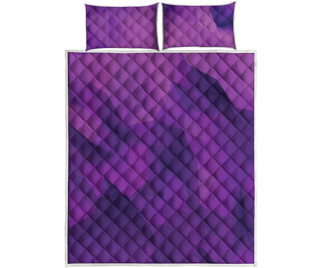 Purple Polygonal Geometric Print Quilt Bed Set