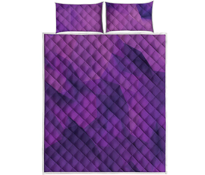 Purple Polygonal Geometric Print Quilt Bed Set