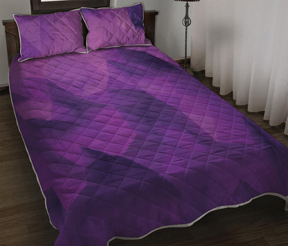 Purple Polygonal Geometric Print Quilt Bed Set