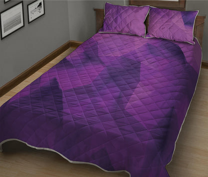 Purple Polygonal Geometric Print Quilt Bed Set