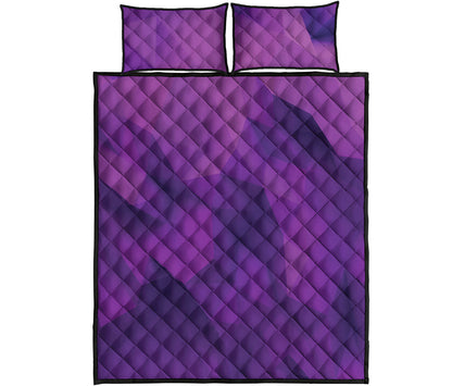 Purple Polygonal Geometric Print Quilt Bed Set