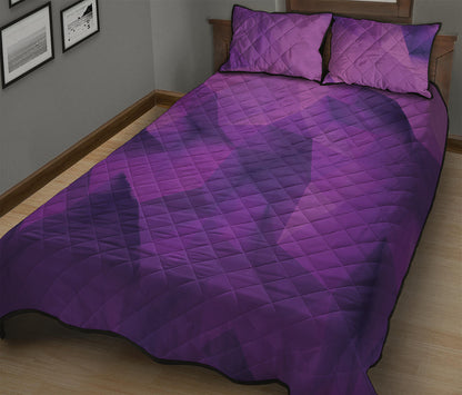 Purple Polygonal Geometric Print Quilt Bed Set