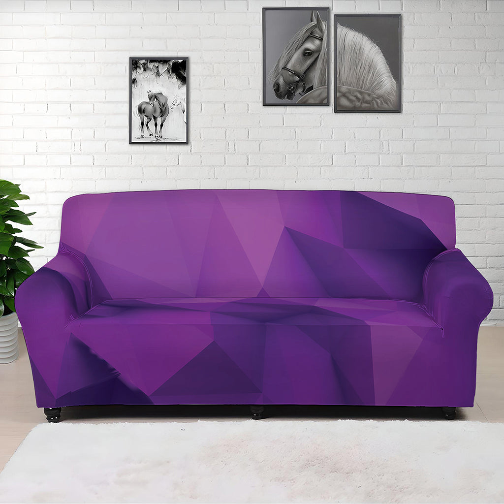 Purple Polygonal Geometric Print Sofa Cover