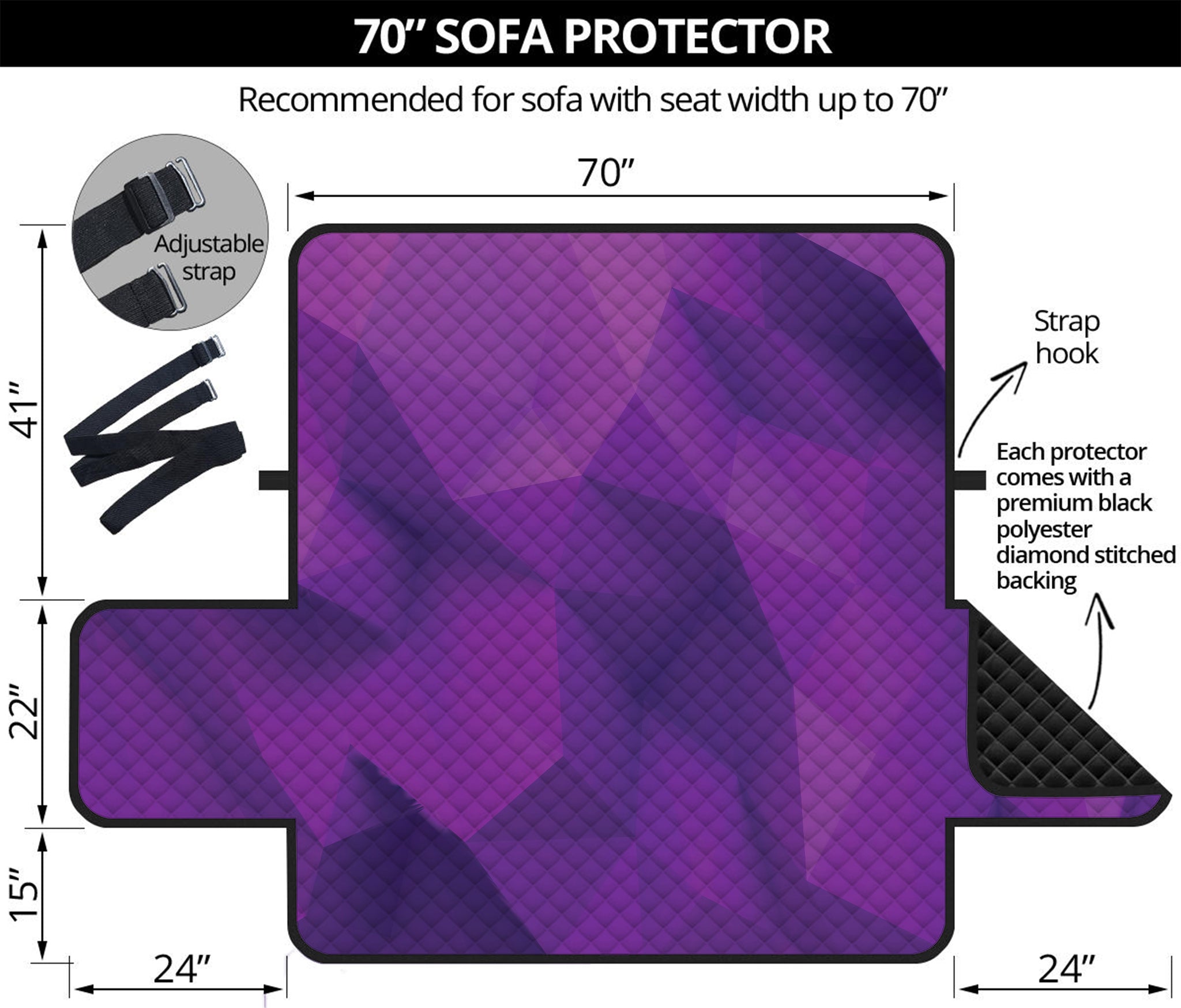 Purple Polygonal Geometric Print Sofa Protector