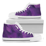 Purple Polygonal Geometric Print White High Top Shoes