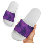 Purple Polygonal Geometric Print White Slide Sandals