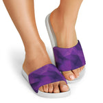 Purple Polygonal Geometric Print White Slide Sandals