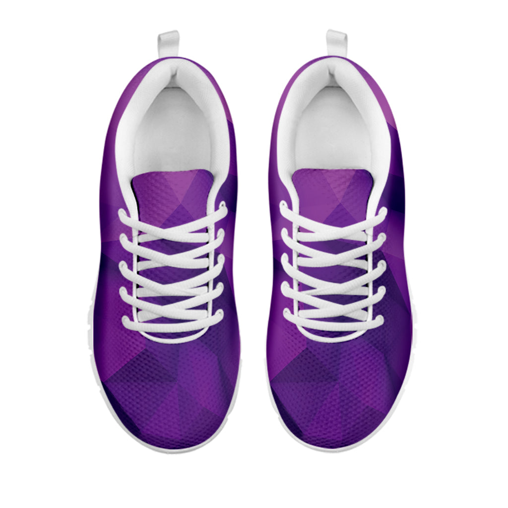 Purple Polygonal Geometric Print White Sneakers