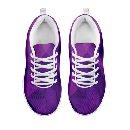 Purple Polygonal Geometric Print White Sneakers