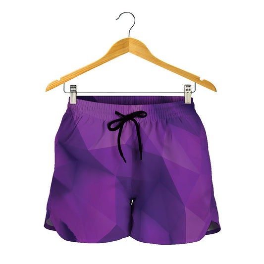 Purple Polygonal Geometric Print Women's Shorts