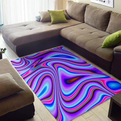 Purple Psychedelic Trippy Print Area Rug GearFrost