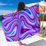Purple Psychedelic Trippy Print Beach Sarong Wrap