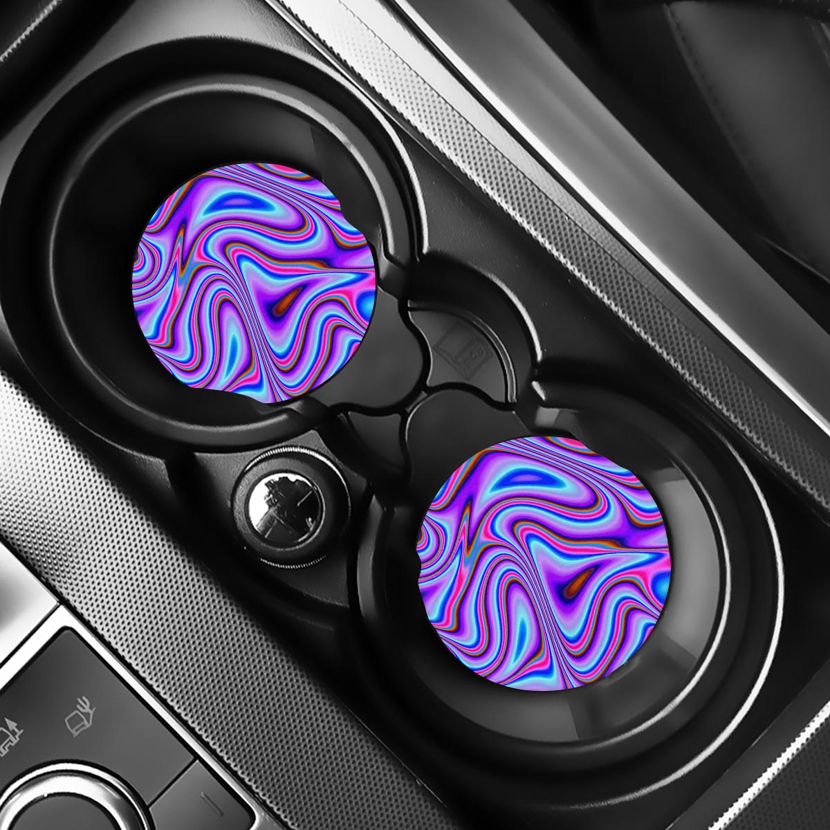 Purple Psychedelic Trippy Print Car Coasters